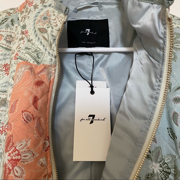 7 For All Mankind Quilted Patchwork Floral Paisley Bomber Jacket NWT XS - Picture 3 of 12